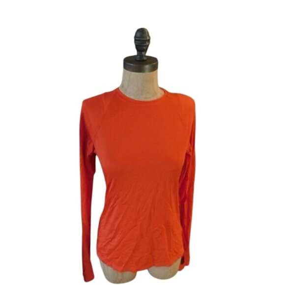 Athleta Size S Small Orange Long Sleeve Slinky Workout Athletic top - Picture 1 of 2